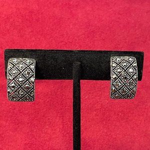 Silvertone Metal & Marcasite Clip Earrings